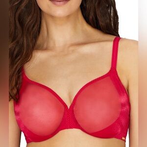 Gossard Glossies sheer red shimmer bra size 34FF 34H
